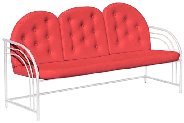 Купить диван для ожидания с пуговицами Д04, со спинкой, 3-х местный - цвет Dollaro Red с доставкой по России
